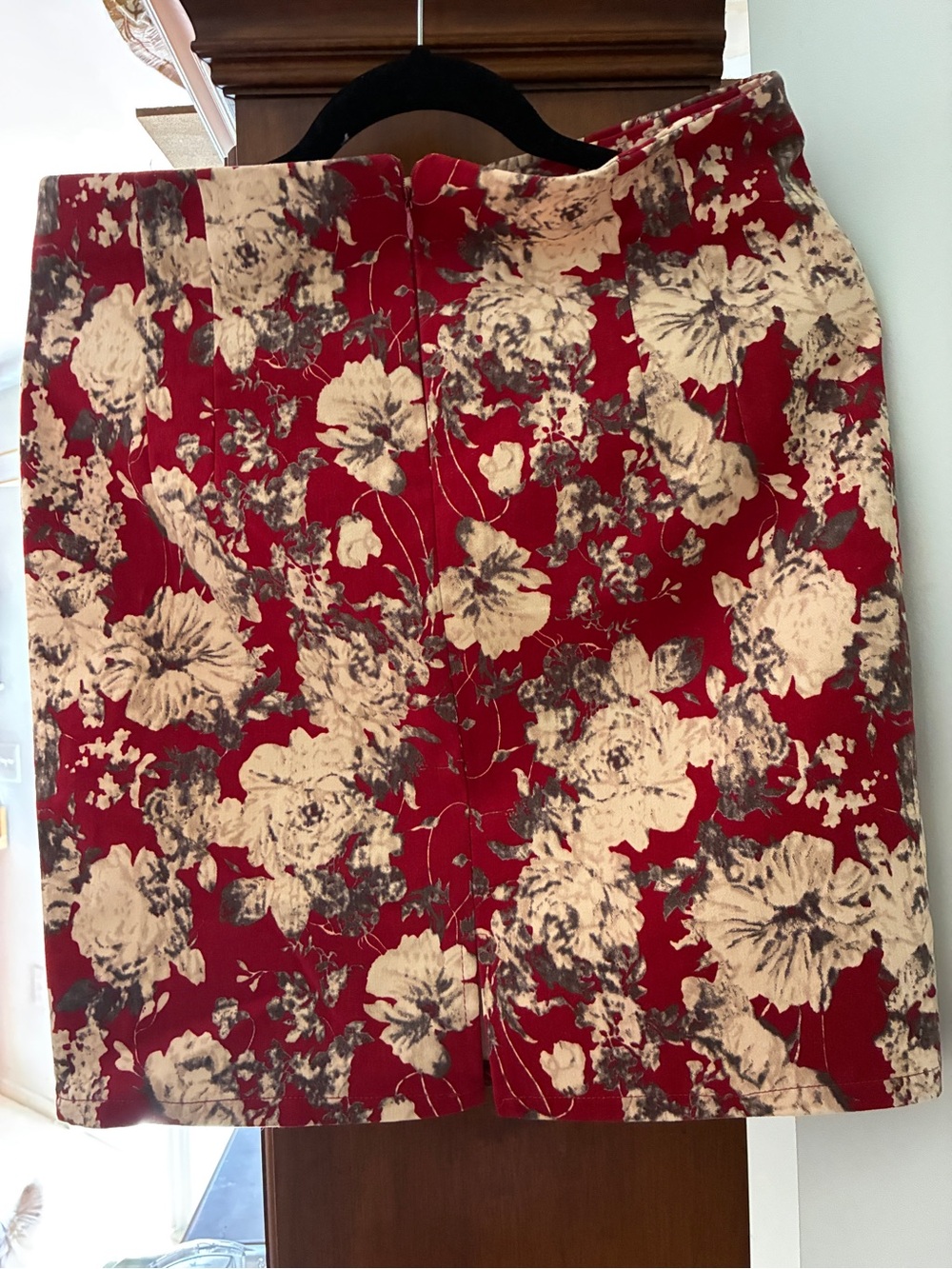 Red Floral A-Line Skirt